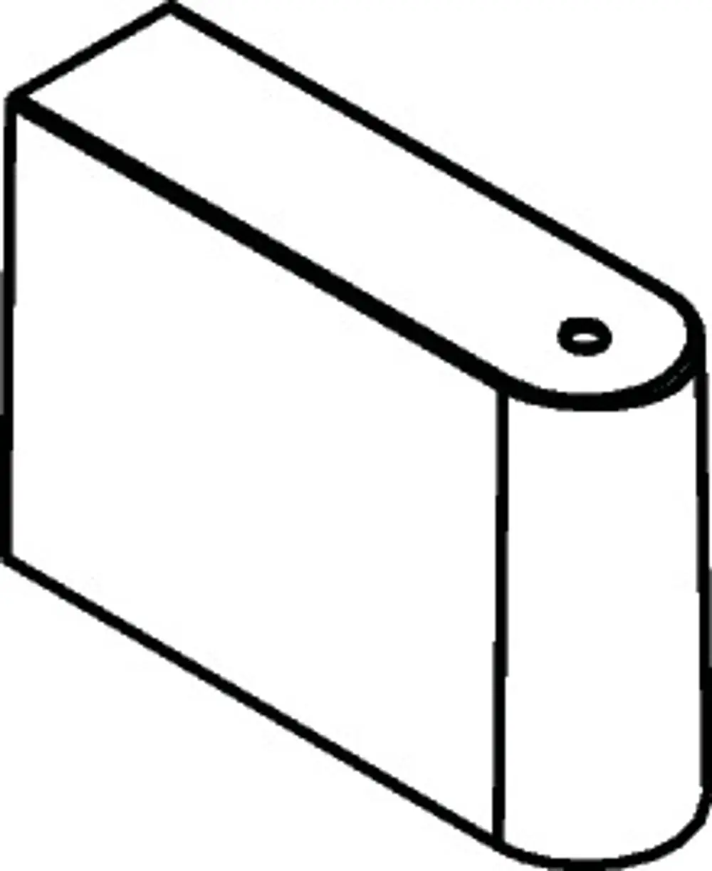 Hansgrohe Abdeckung für eine Brausenstange, rechteckig mit abgerundeten Kanten und einem Loch an der Oberseite. Einfache, schlichte Gestaltung in Chromfarbe.